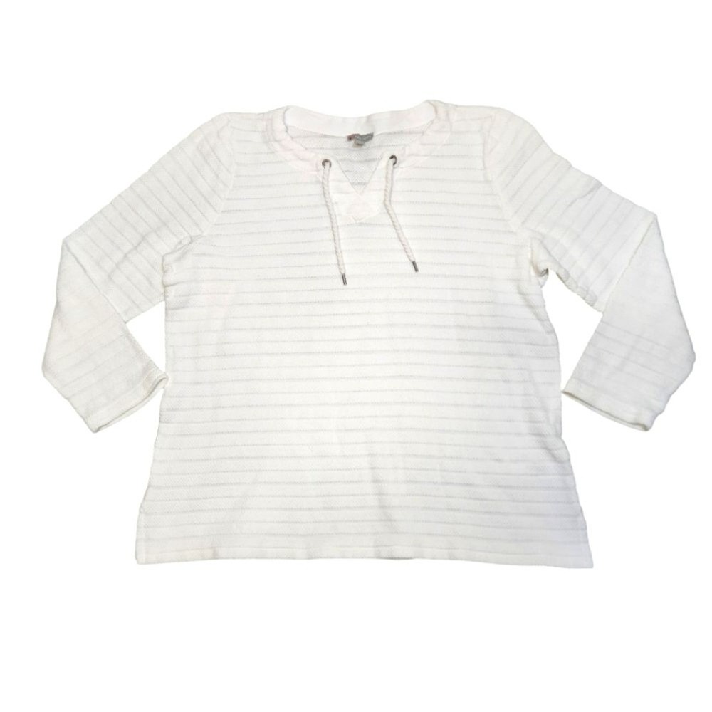 Talbotsโ White Cotton Top Size L Preppy Nautical Beachy Coastal Grandmother